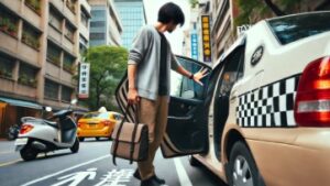 タクシーのドアは自分で閉める