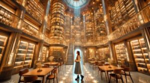 内部は図書館風の幻想的空間