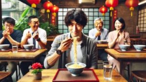 麺をすすって食べないこと